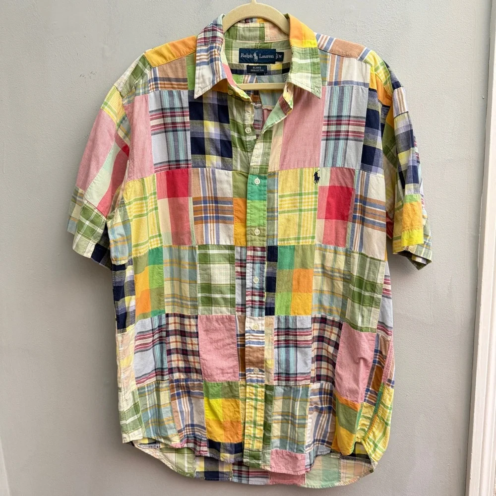 Vintage Ralph Lauren Blake Patchwork Short Sleeve Button Down, Size Medium